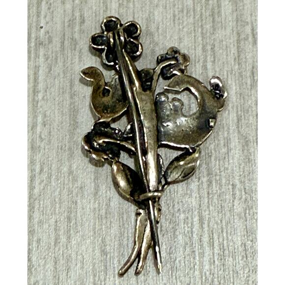 Vintage 925 Sterling Peacock Bird Turquoise Brooch Pin 3.54 grams (025) - Picture 3 of 7